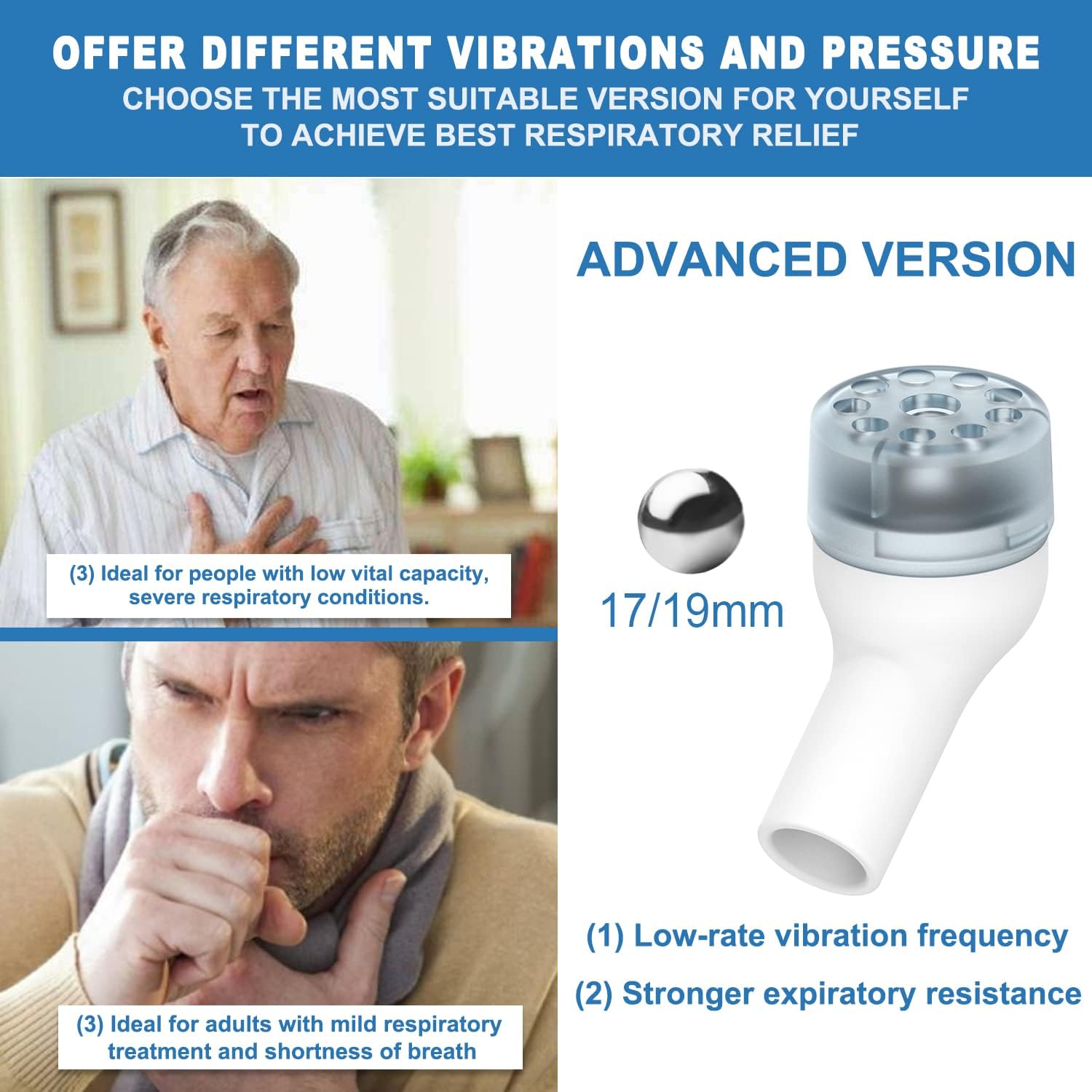Flutter Valve Mucus Removal Device & Lung Expansion, IDEAR Breathing Exercise Device to Clear Mucus from Airways & Improve Lung Capacity with OPEP Technology with 17&19mm Steel Ball-White : Health & Household