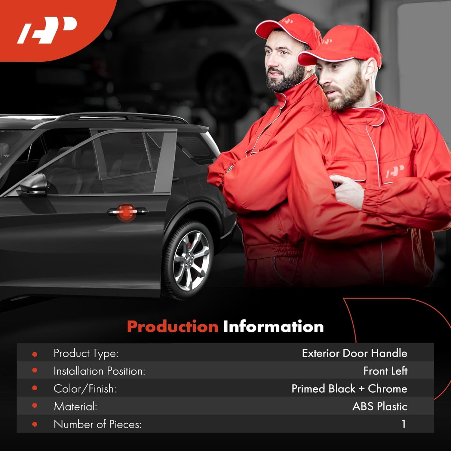 A-Premium Front Driver Side Exterior Door Handle with Keyhole Compatible with Hyundai Santa Fe 2007-2012, Primed Black & Chrome Insert