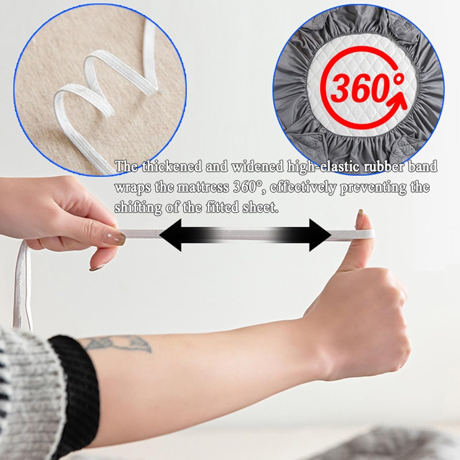 Waterproof Mattress Protector Queen, Fitted Sheet Style Breathable Mattress Cover, Mattress Pad Protector with Deep Pocket Fits Up to 12'', Machine Washable(L,90x200cm)