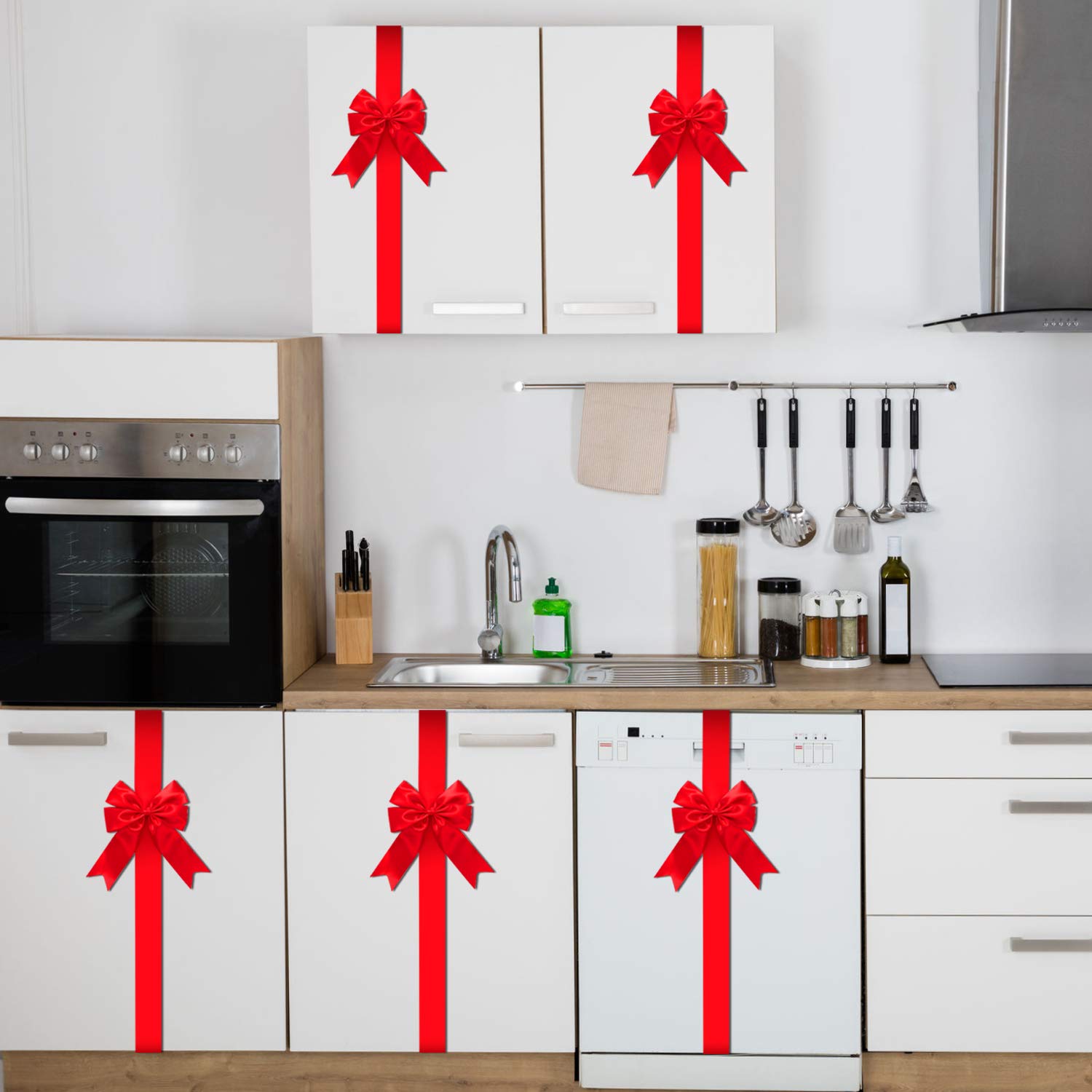 WILLBOND - Cintas de Navidad para gabinete (9 unidades), color rojo