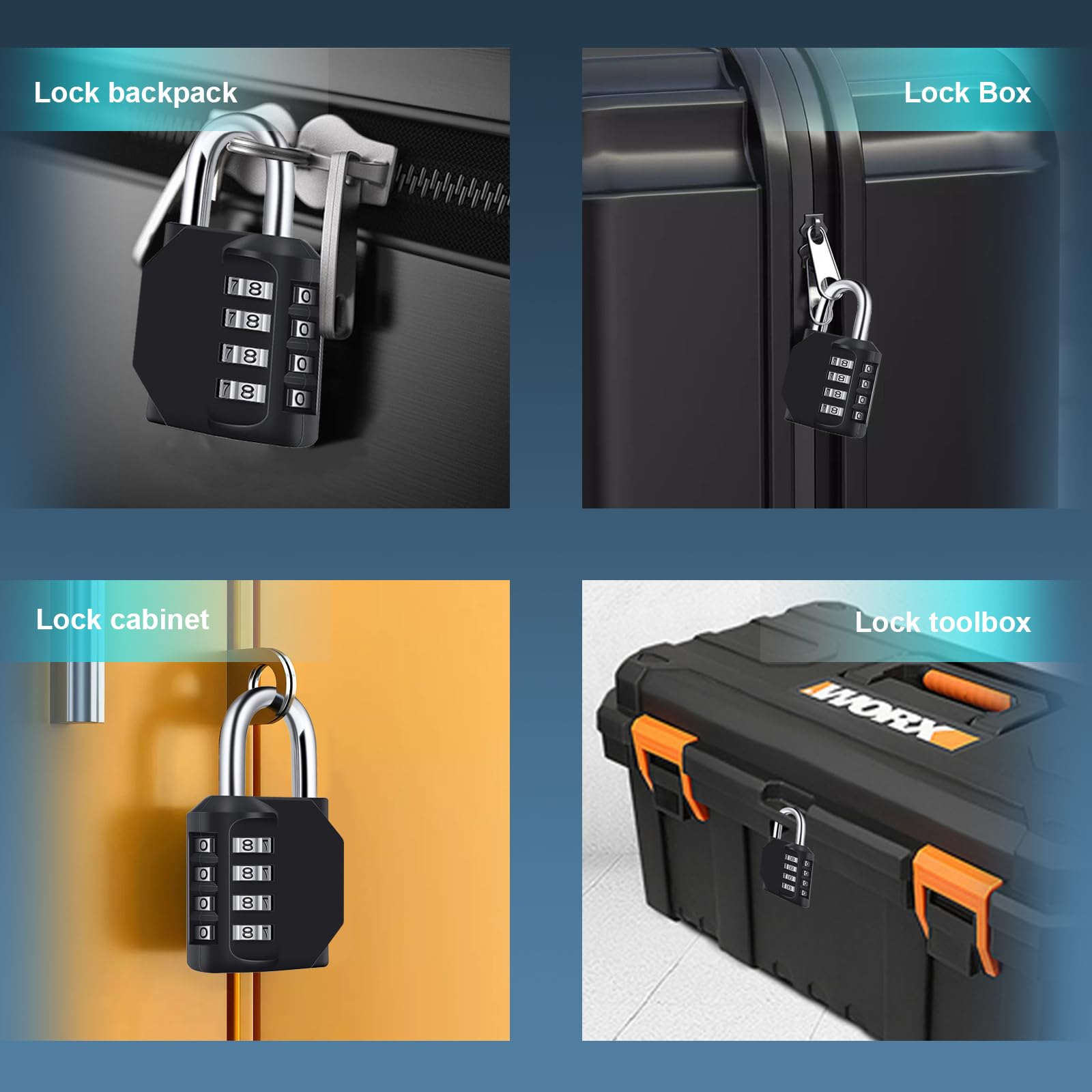 Cadenas à Code GRIFEMA 4 Chiffres - Alliage Zinc Anti-Rouille - Pour Casier, Valise, Garage