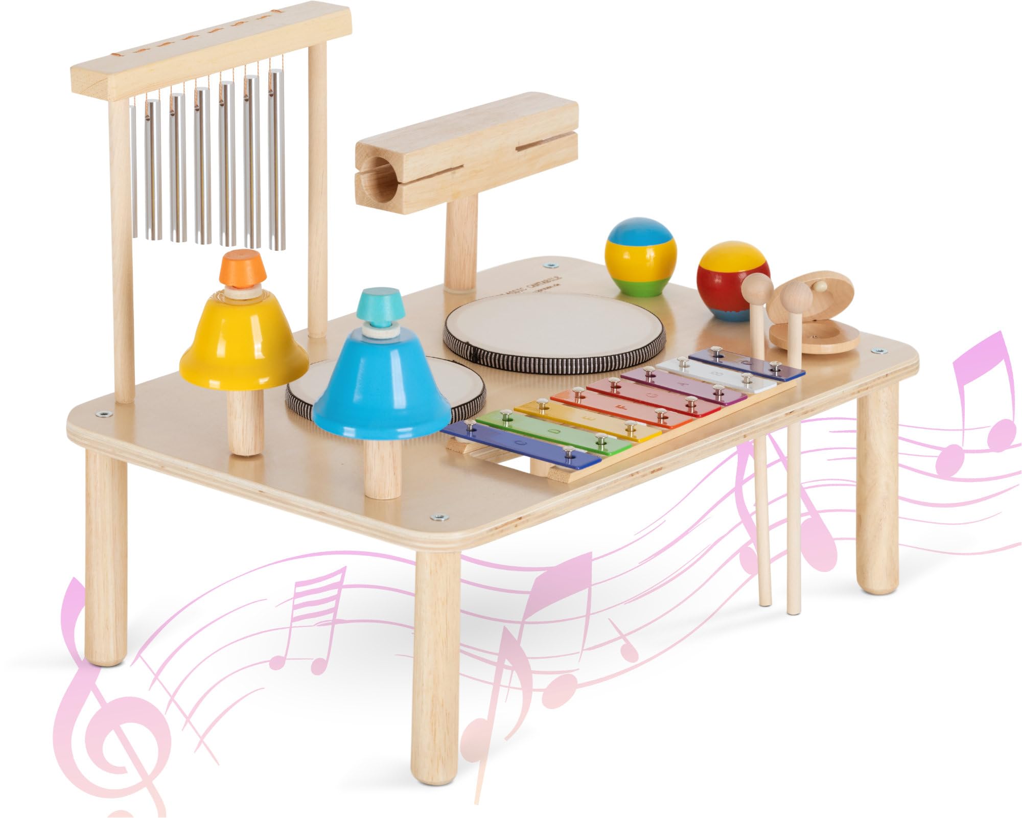 Classic Cantabile MT-121 12 en 1 Mesa de Percusión Musical, 5 cm, Peso: 1 | Hecho de madera sostenible con superficies extra suaves para máxima seguridad, Certificado según EN 71, 5 cm, 875 kg
