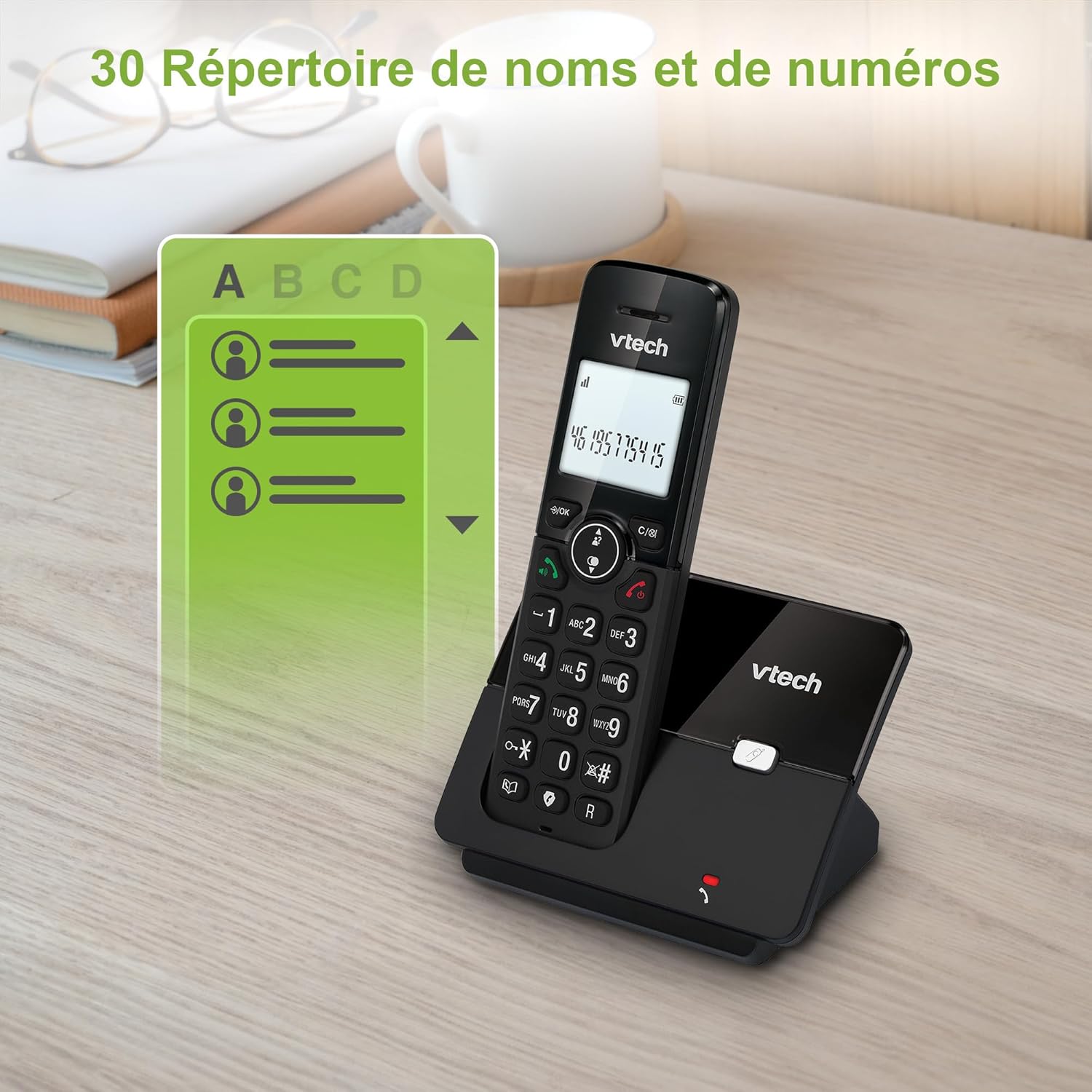 VTech CS2000 showing 30 name and number directory