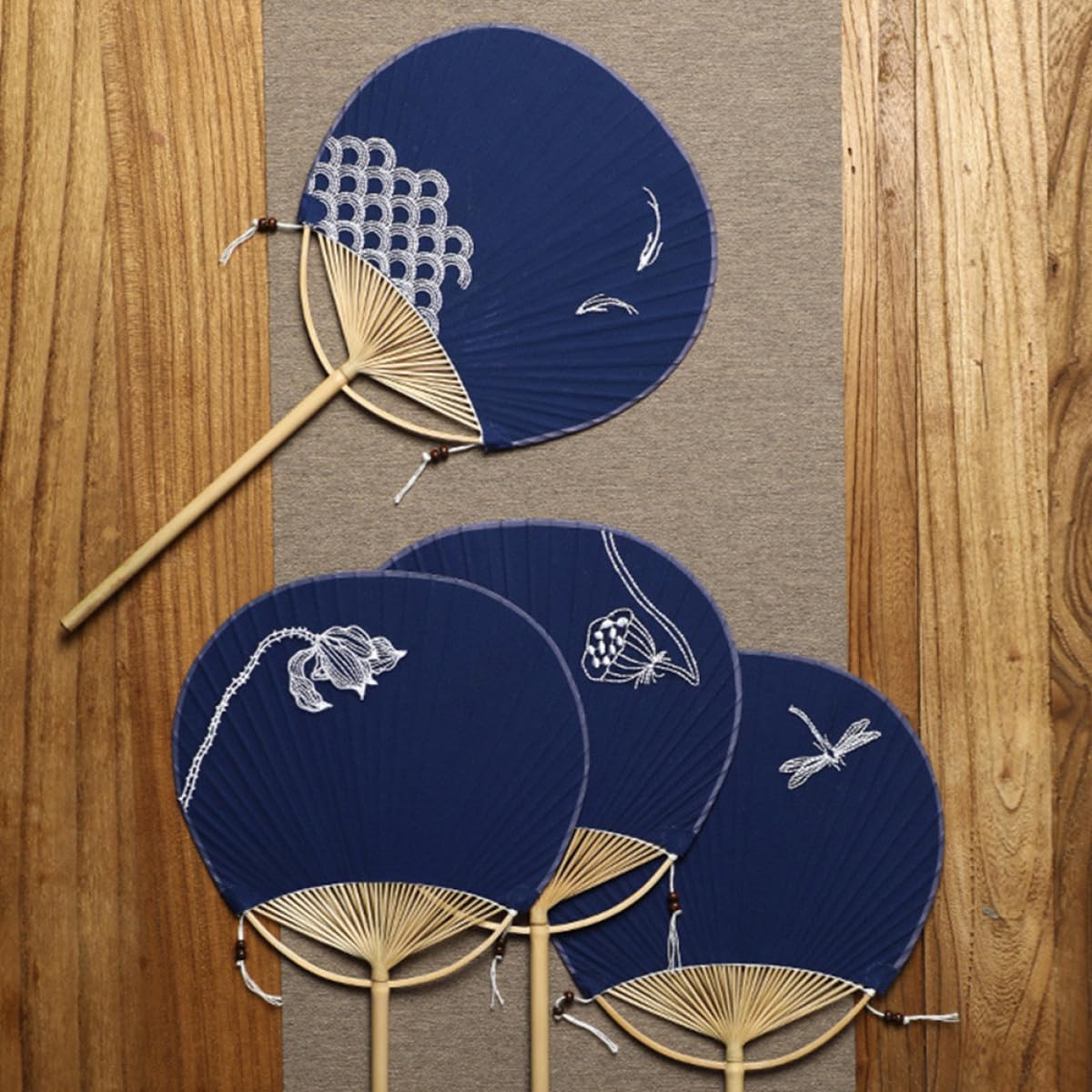 Hand Fan Japanese Classical Double-sided Embroidered Paddle Fan Summer Dancing Prop Home Decoration