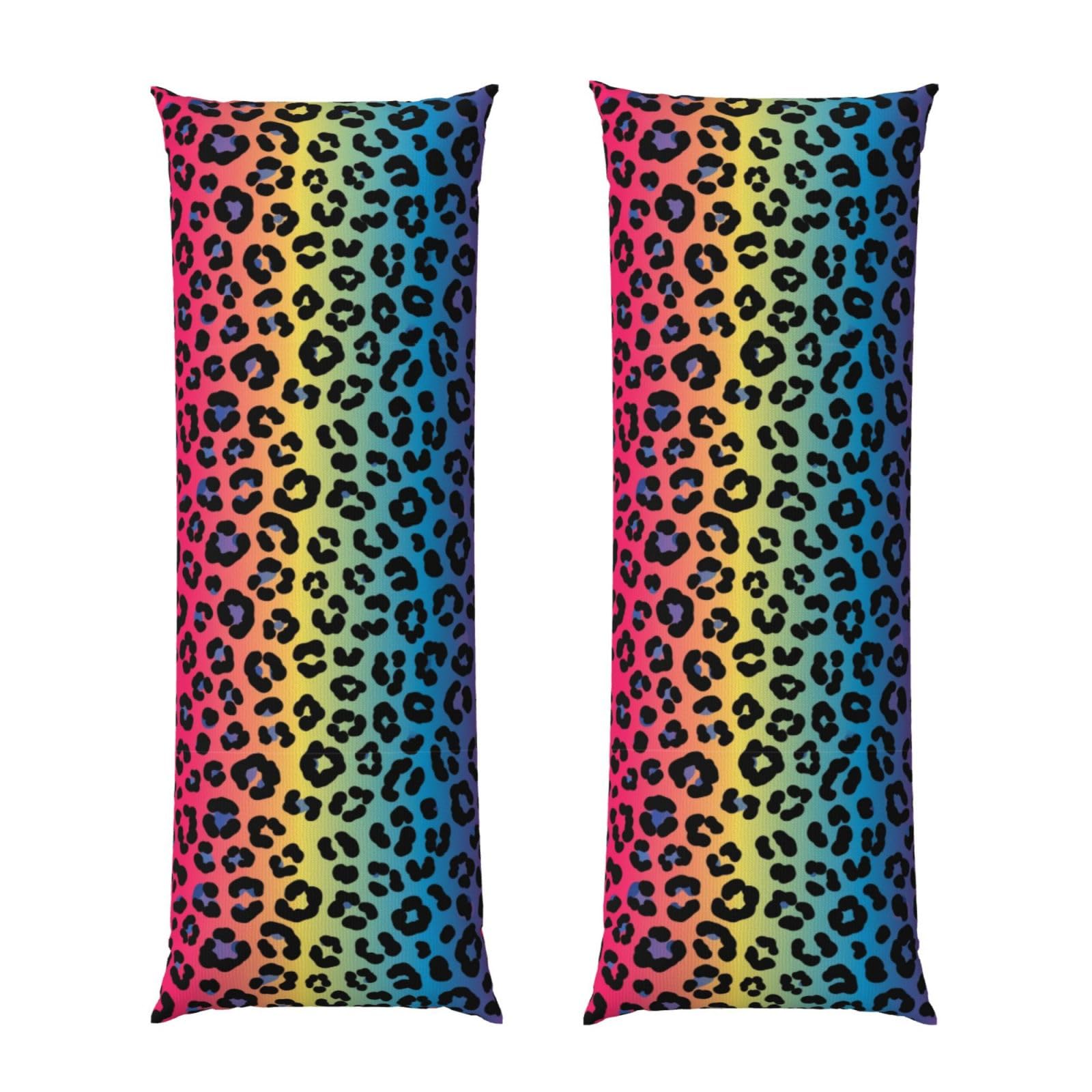 Long Pillow Cover 20x54 Inch, Rainbow Cheetah Skin Leopard Print, Premium Quality Body Pillowcase with Hidden Zipper, Soft Breathable for Men Women Bed Sofa