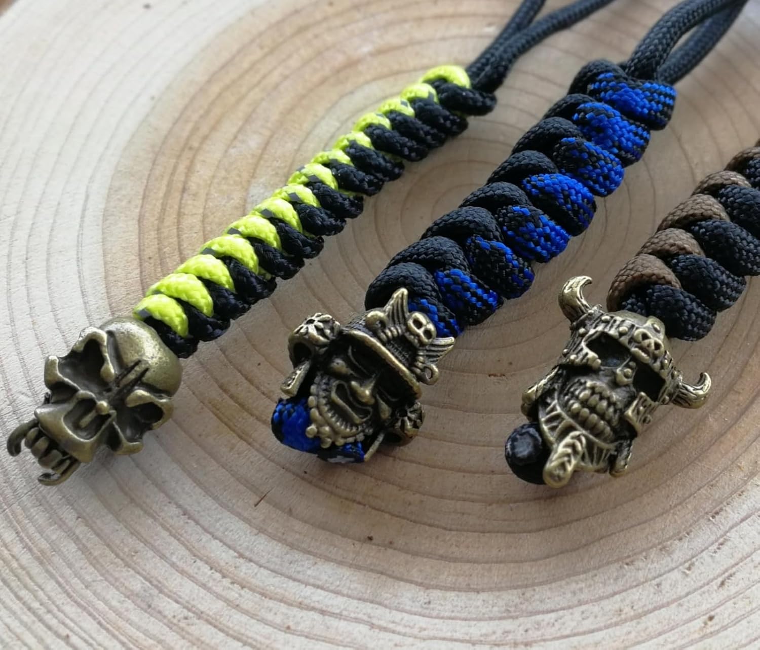 Tactical Paracord Knife Lanyard with Beads, Keychains, Black, 3 Pcs image 2