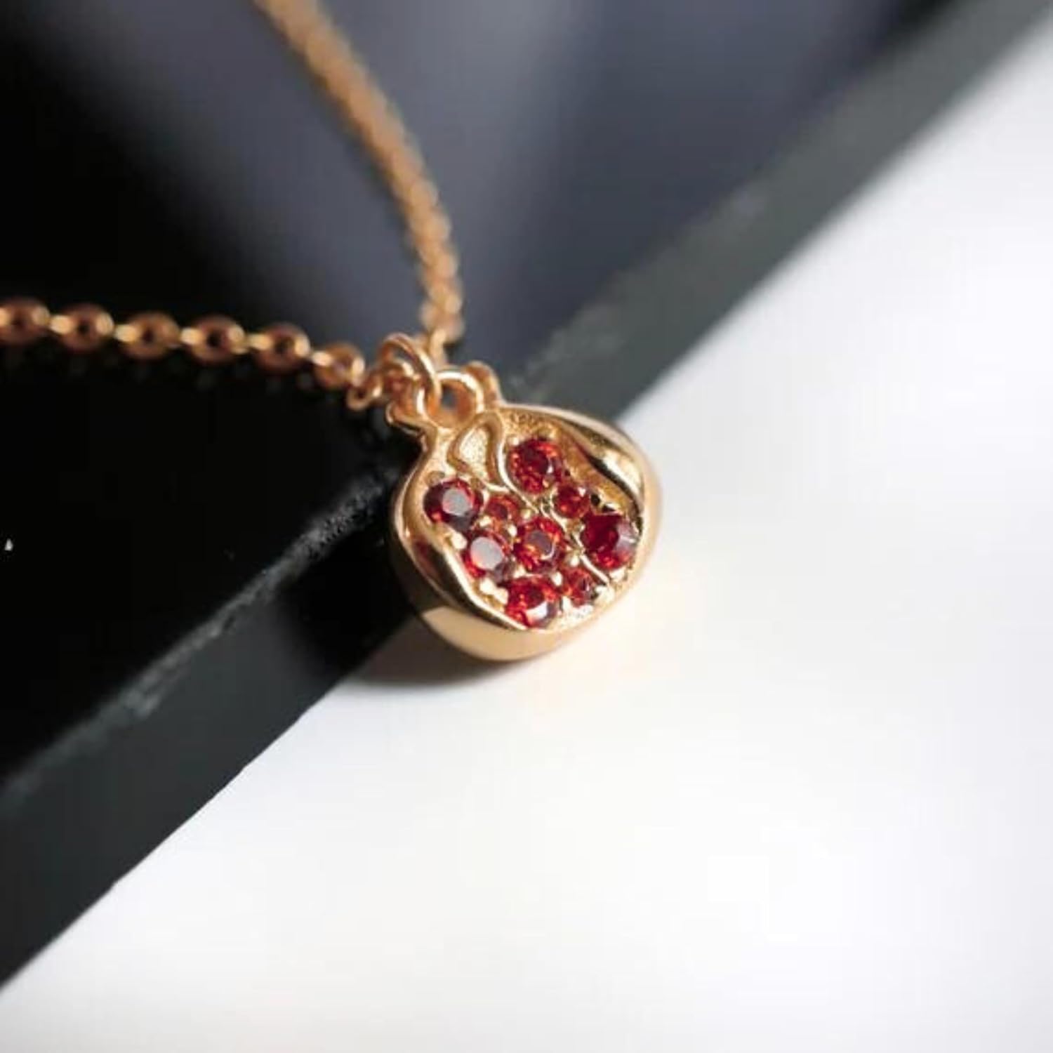 Pomegranate Pendant Necklace: Red Stone necklace, Dainty Gemstone Charm, Minimalist Women's Jewelry - Perfect One-Layer Gift, Mother Gift, Romantic gift - Image 7