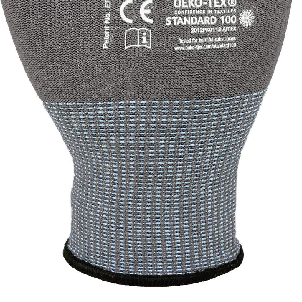 ASATEX Feinstrickhandschuh mit Mikroschaum-Beschichtung HIT099, grau/schwarz, Gr. 9 (12 Paar)