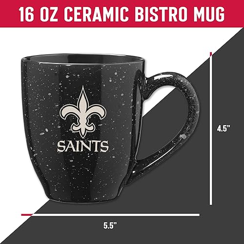 Miniatura 132 de Rico Industries, NFL Football - Taza de café de 16 oz de cerámica moteada, grabada con láser y de color de los equipos de fútbol americano de la NFL