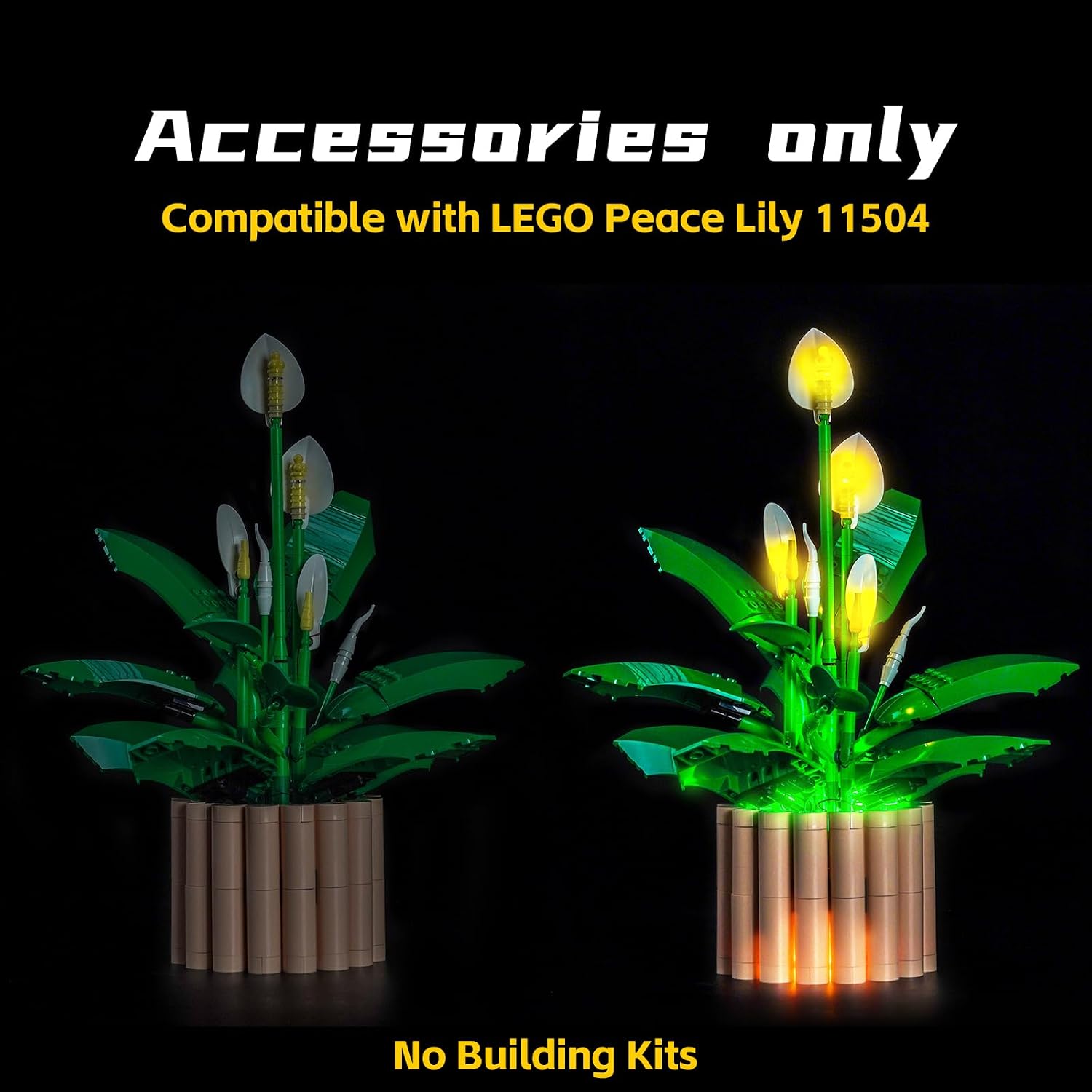 BrickBling Light Compatible with Lego Peace Lily, LED Lighting Compatible with Lego 11504, Light up Your Botanical Collection (Not Come with Plants Model)