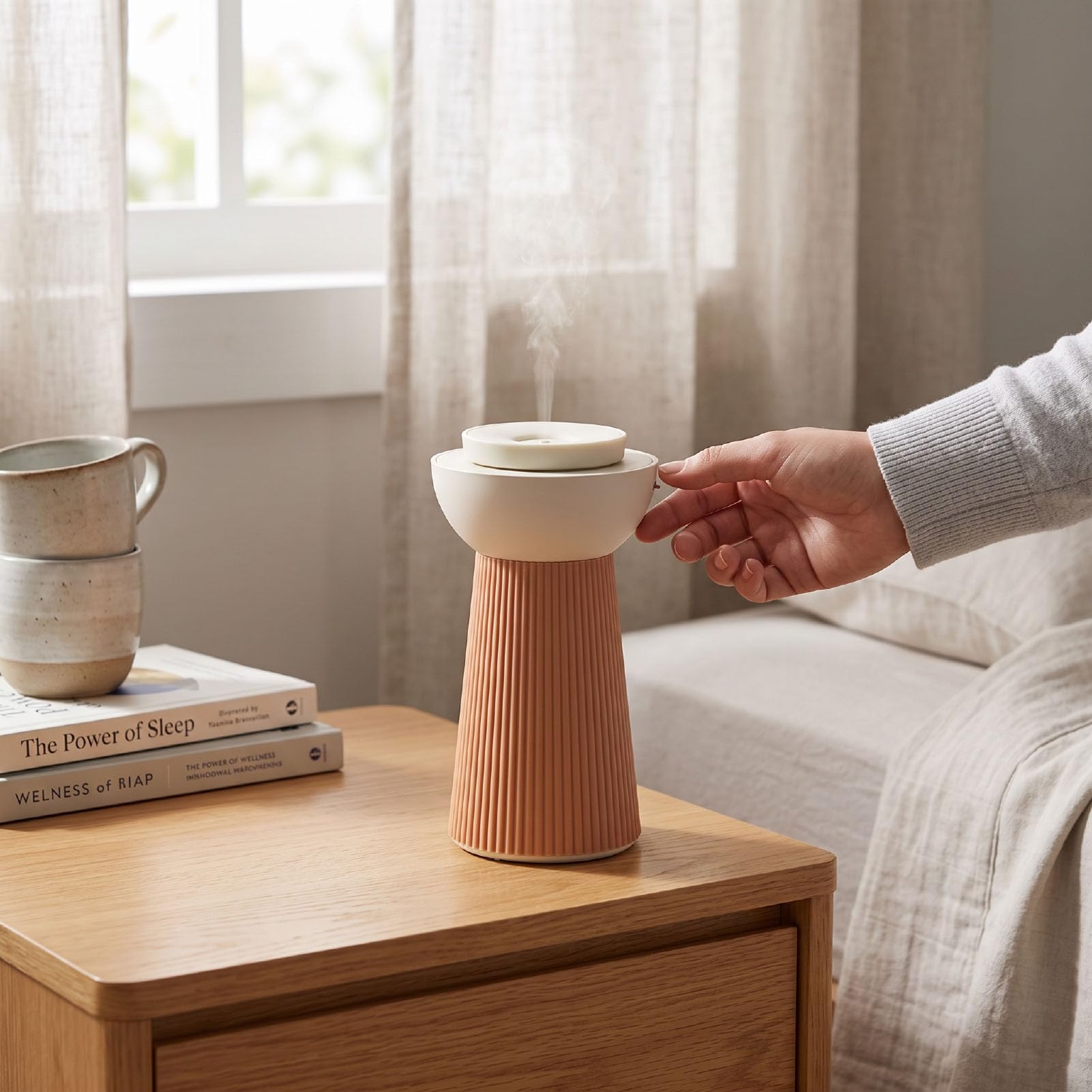 Diffusore di Aromaterapia con Sensore di Vibrazione & 3 Velocità | Spegnimento Antifughe in Inclinazione, Capacità Compatta da 20ml, USB-C, Luce di Emergenza, per Casa Ufficio Viaggi