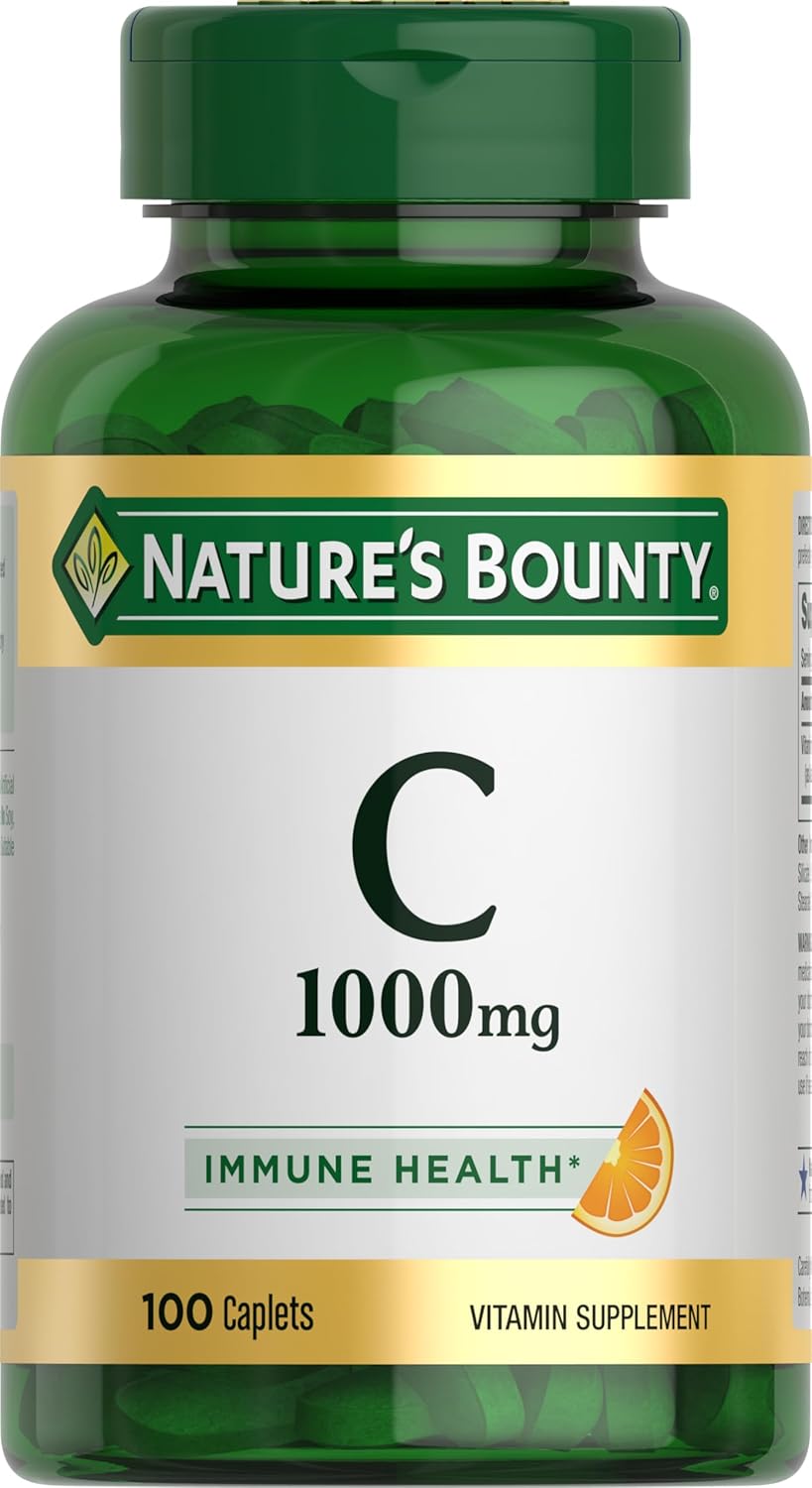 Natures Bounty Vitamin C 1000mg Immune Support Supplement Powerful Antioxidant 1 Pack 100 Caplets
