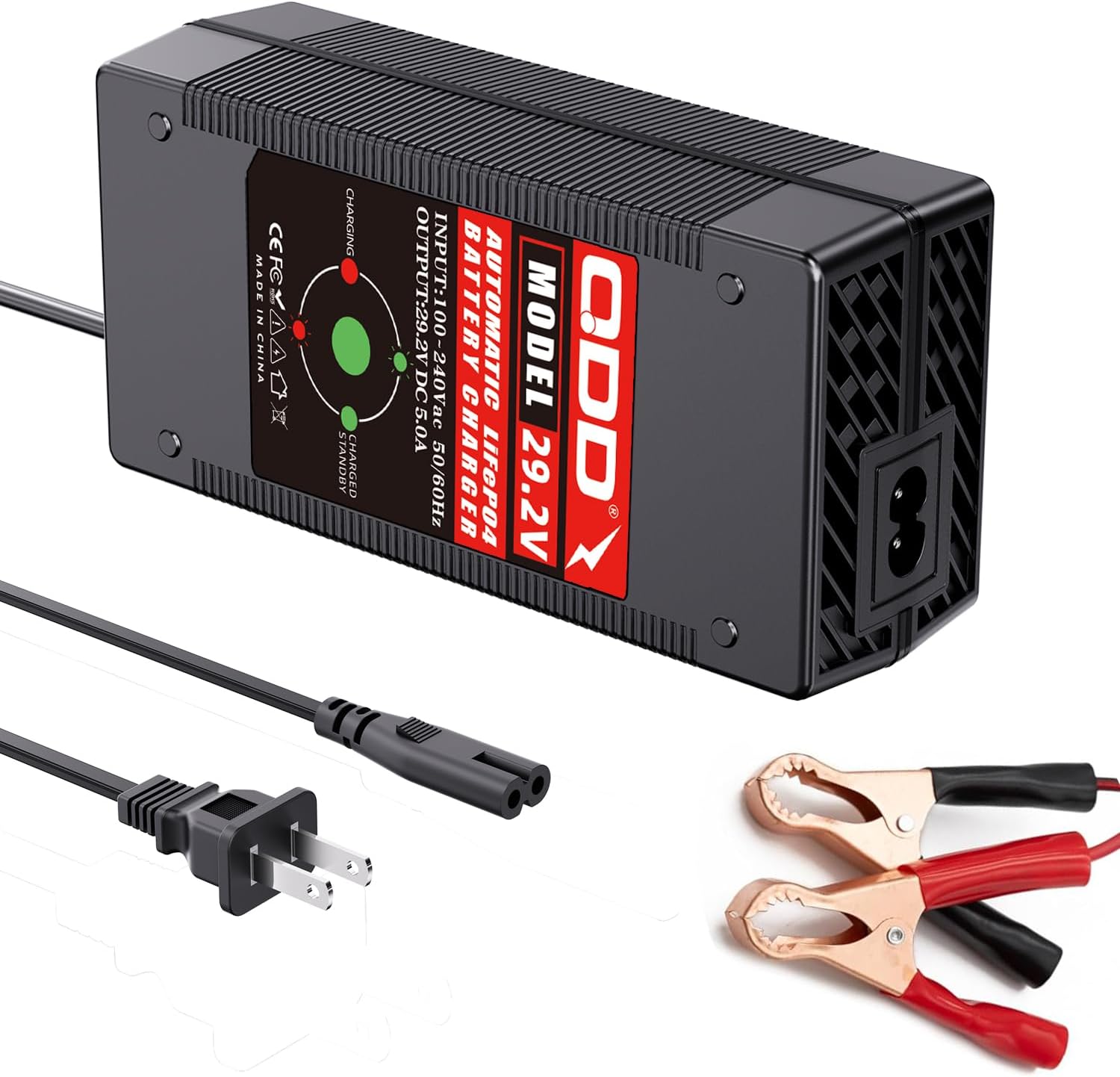 QDD 29.2V 5A LiFePO4 Battery Charger Trickle Charger, Battery Maintainer, with Cooling Fan for 8S 24V 25.6V LiFePO4 Battery Pack