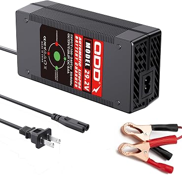 QDD 29.2V 5A LiFePO4 Battery Charger Trickle Charger, Battery Maintainer, with Cooling Fan for 8S 24V 25.6V LiFePO4 Battery Pack