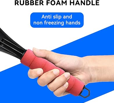 Windshield Ice Scraper with Foam Handle, Red | rigid scraping edge, handheld winter use, removes frost and ice, fits most vehicle glass, automotive cleaning tools