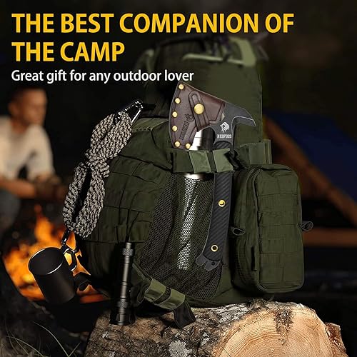 Miniatura 4 de NedFoss Bison - Hacha táctica de hacha de 9.8 pulgadas, hacha Tomahawk con funda de cuero genuino y mango G10, hacha barbuda compacta para equipo de