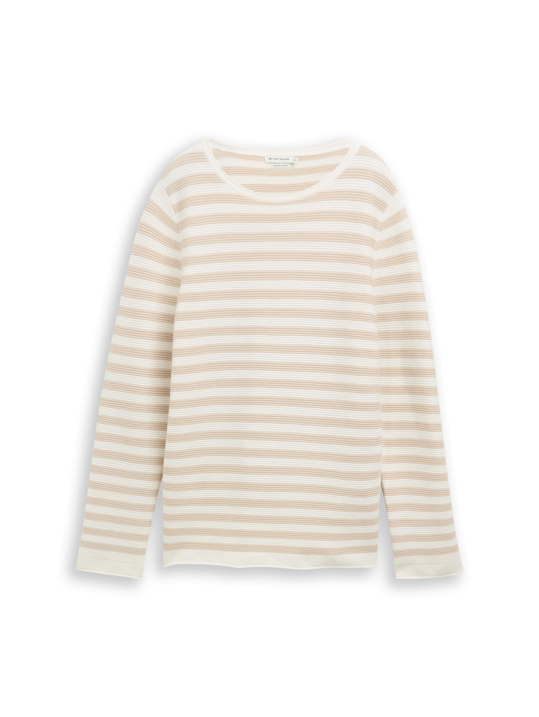 TOM TAILOR Women's Jumper, 39421 - Sand Stone Offwhite Stripe, M