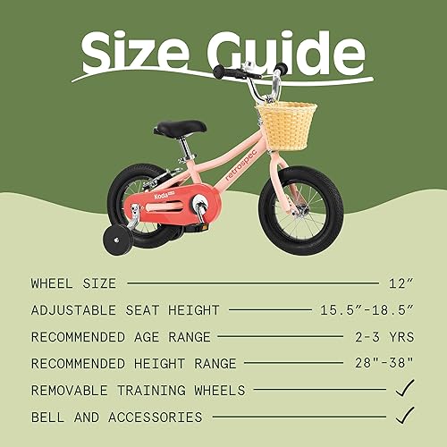 Miniatura 6 de Retrospec Koda Plus Kids Bike for Boys & Girls Ages 2-3 Years - 12" Children's Bicycle, Adjustable Seat & Handlebars, Removable Training Wheels,