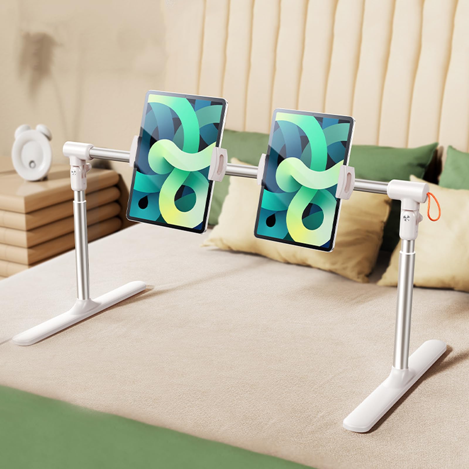 Supporto per telefono da letto e scrivania, design a doppia testa, per tablet e telefoni cellulari, ideale per guardare film, videochiamate e leggere