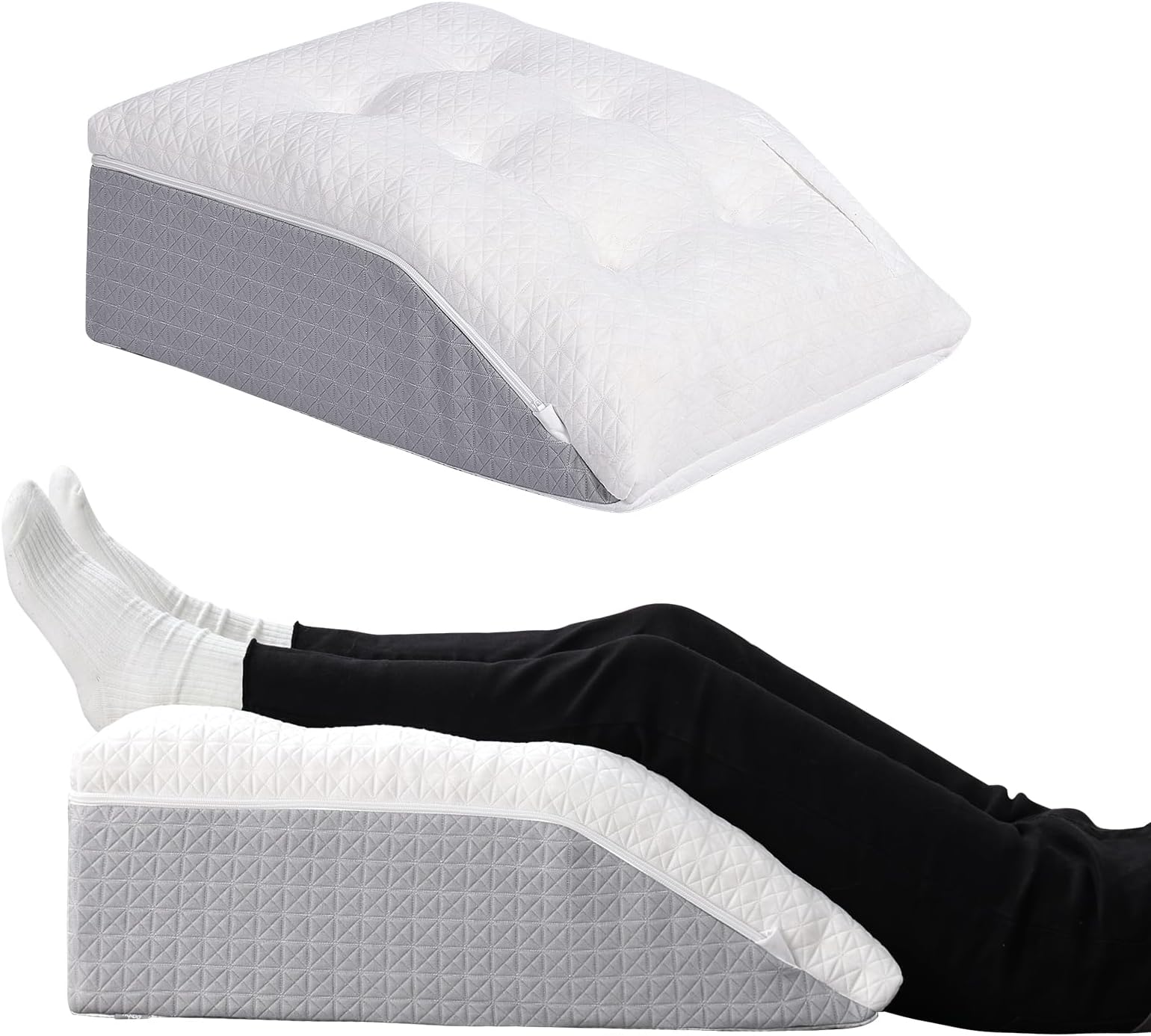 baibu Leg Elevation Pillow,Memory Foam Sleeping Support Pillow, Dual Layer bed wedge pillow for Legs, Knee Wedge Pillow, Removable Washable Cover
