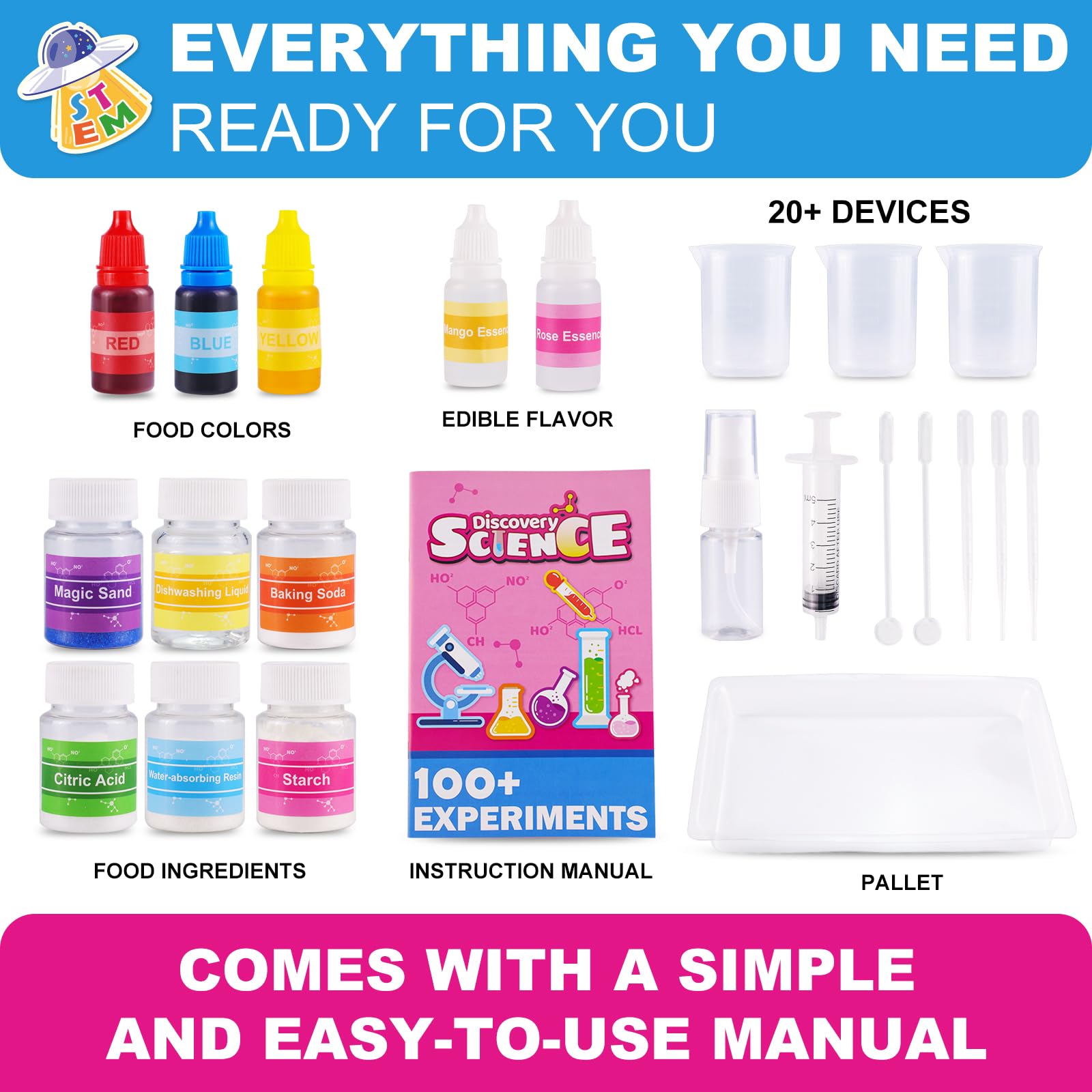 Girls Science Kit for Kids Ages 4-8 6-8 8-10, 100+ Fun Educational Experiments for Girls & Boys, STEM Projects and Science Experiments, Science Toys, Gifts for Kids - 3