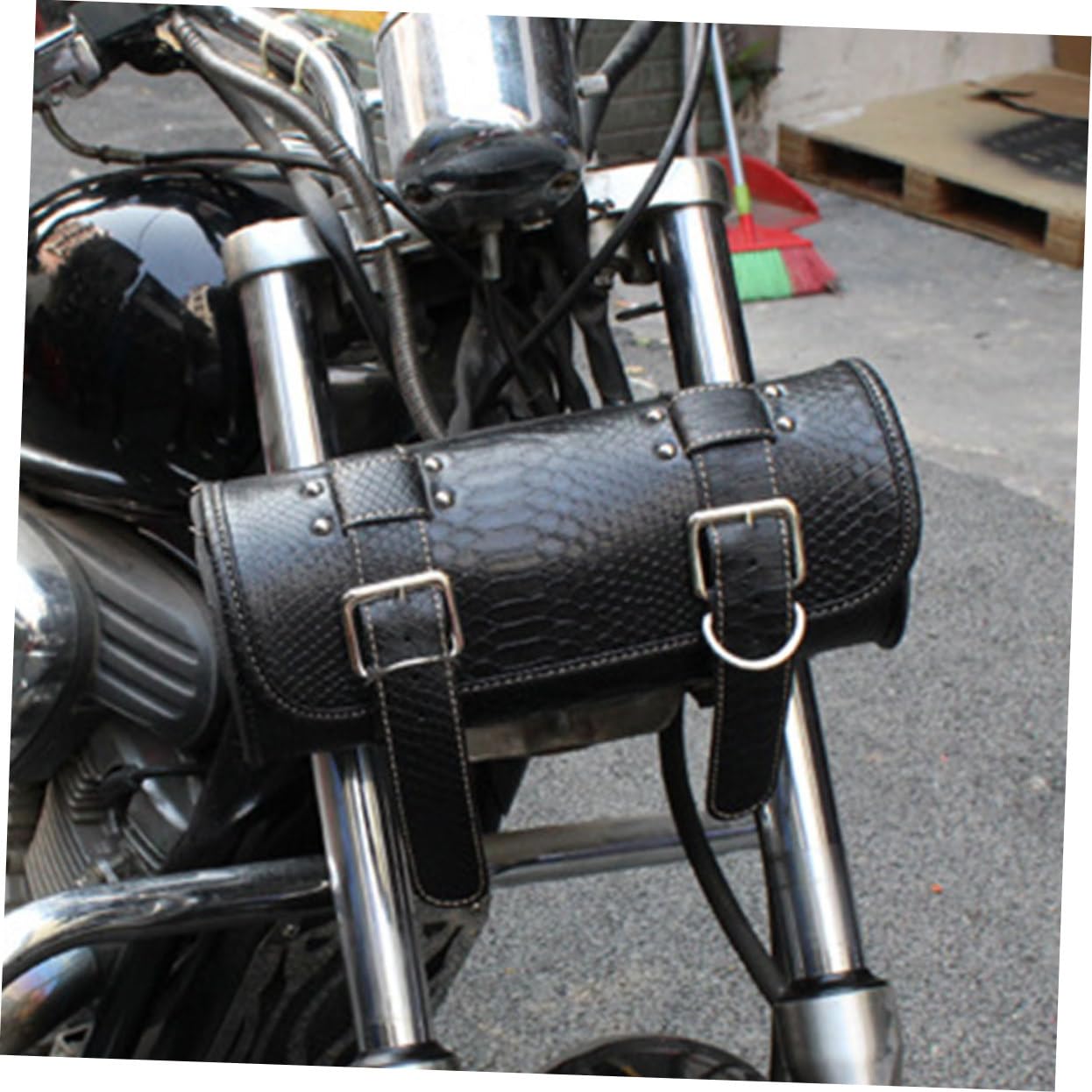 Gatuida Borsa da Sella per Moto Nera in Pvc e Pelle Sintetica