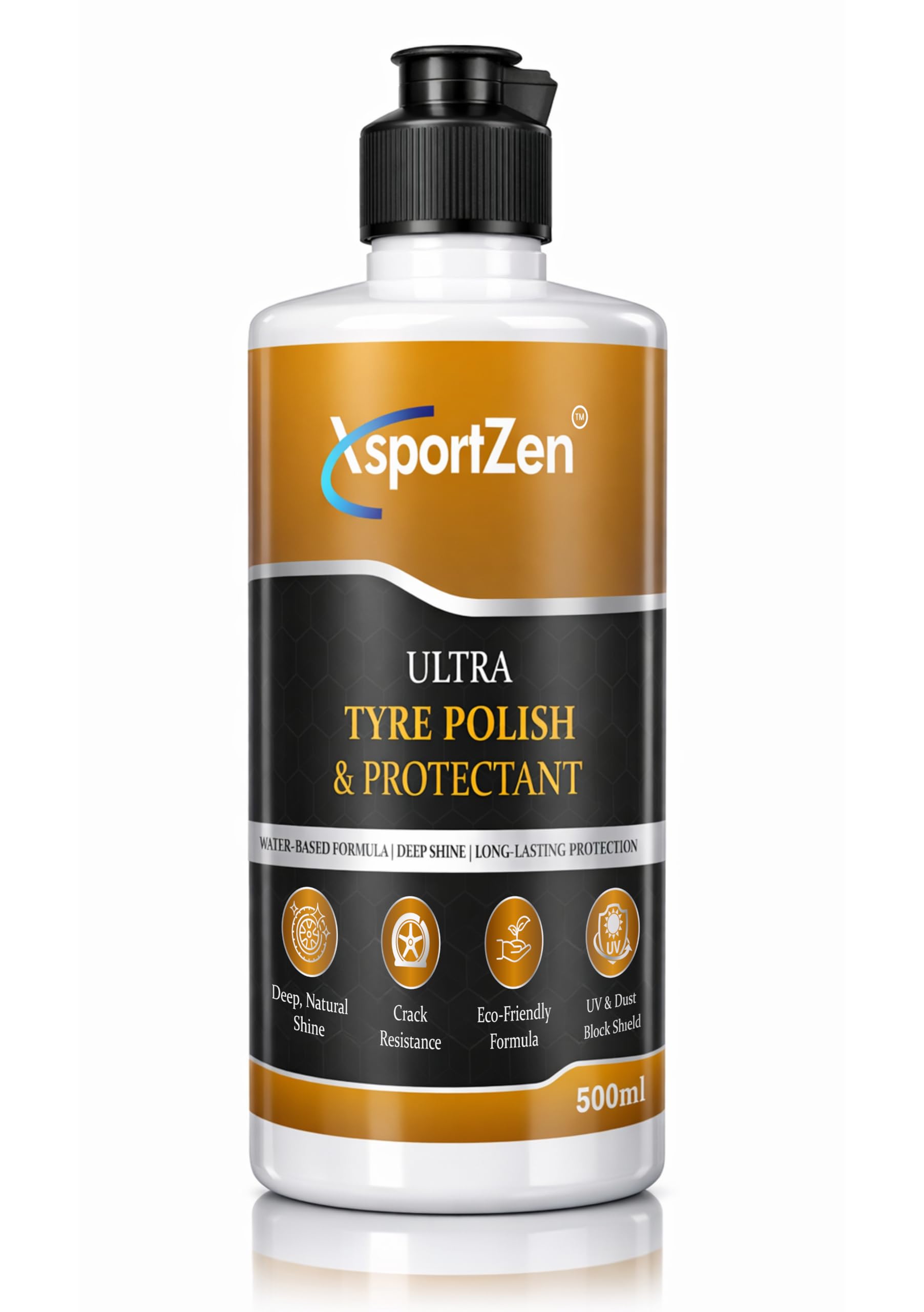 Ultra Tyre Polish & Protectant 500ml | Shine Liquid | Deep Black Gloss, UV & Crack Protection | Non-Greasy Tyre Care for Cars & Bikes (500 ml)-image-11