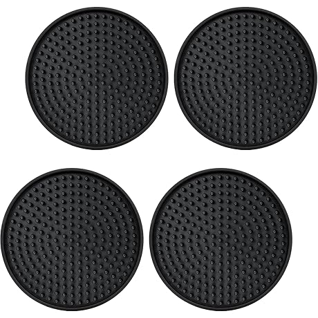 [4-Pack] Rubber Coasters for Drinks, Dots, Absorbent Coasters