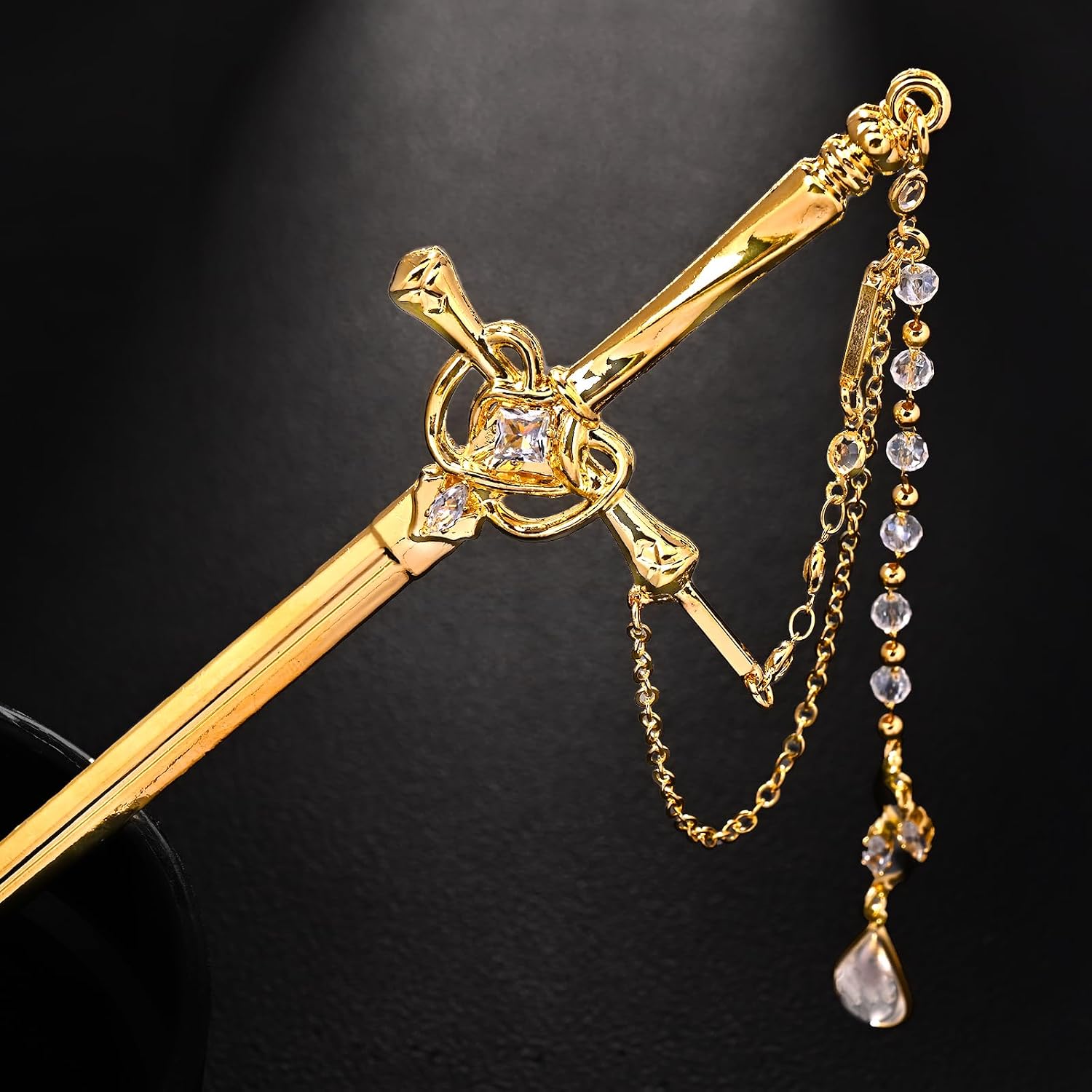 Sword Tassels Hair Pins for Women - Gold Long Ancient Style Tassels Metal Chopsticks Chinese Hair Sticks Pin Decorative Gold Medieval Renaissance Chinese Hair Accessories for Women Jewelry