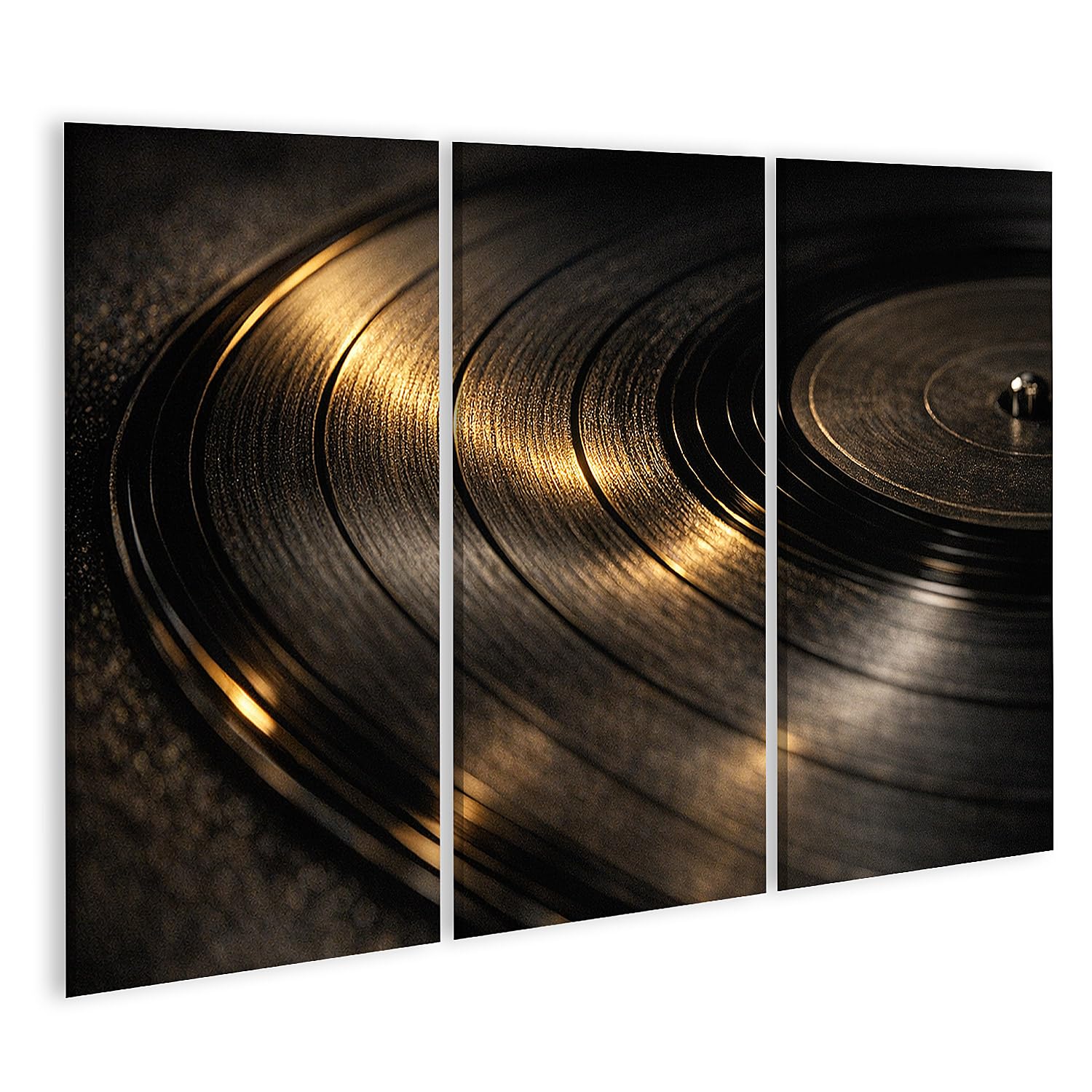 Tableau vinyle brillant islandburner : triptyque 3 pièces pour les amateurs de musique