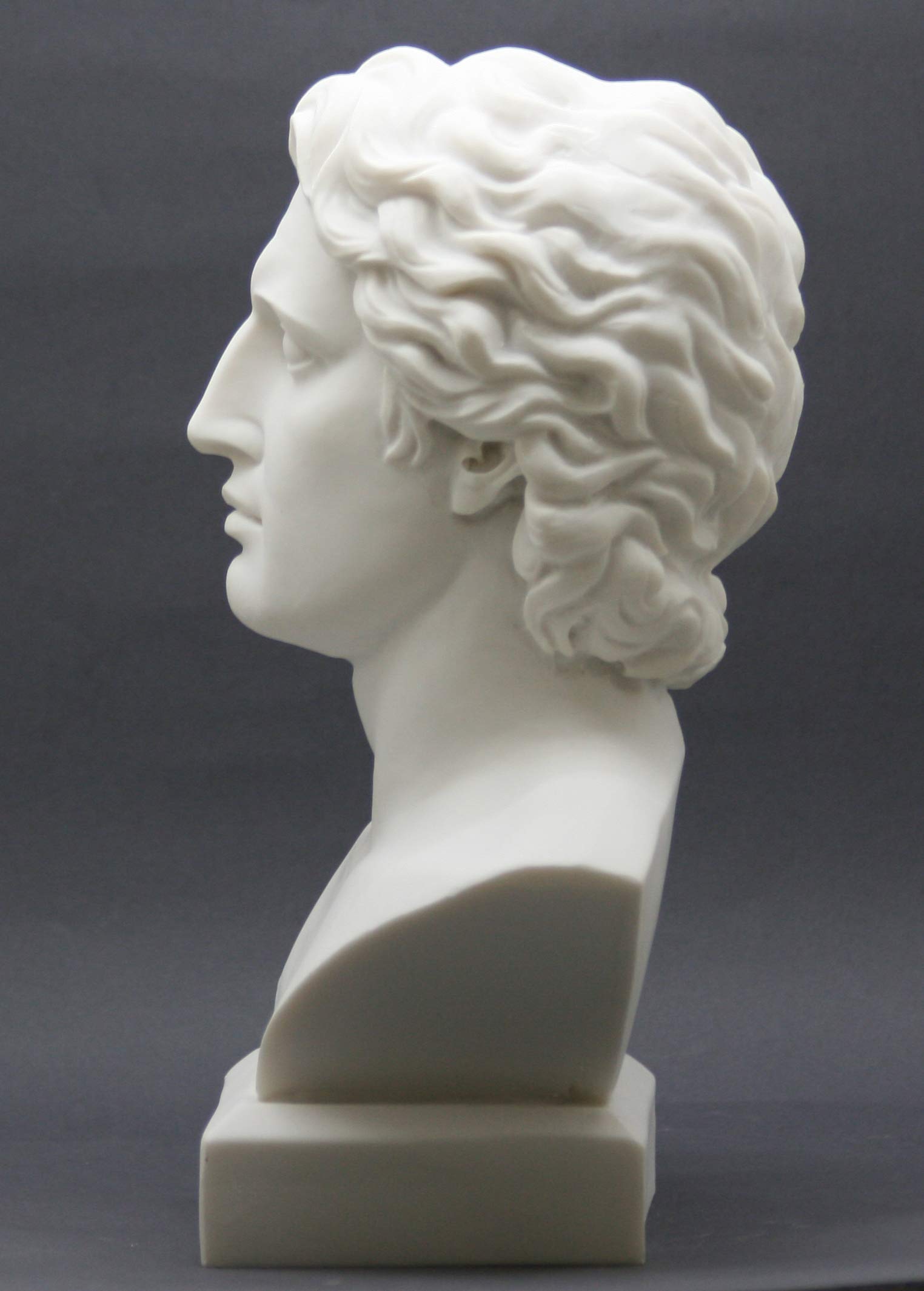Alexander The Great Head Büste griechische Statue aus gegossenem Marmor, Skulptur 28 cm