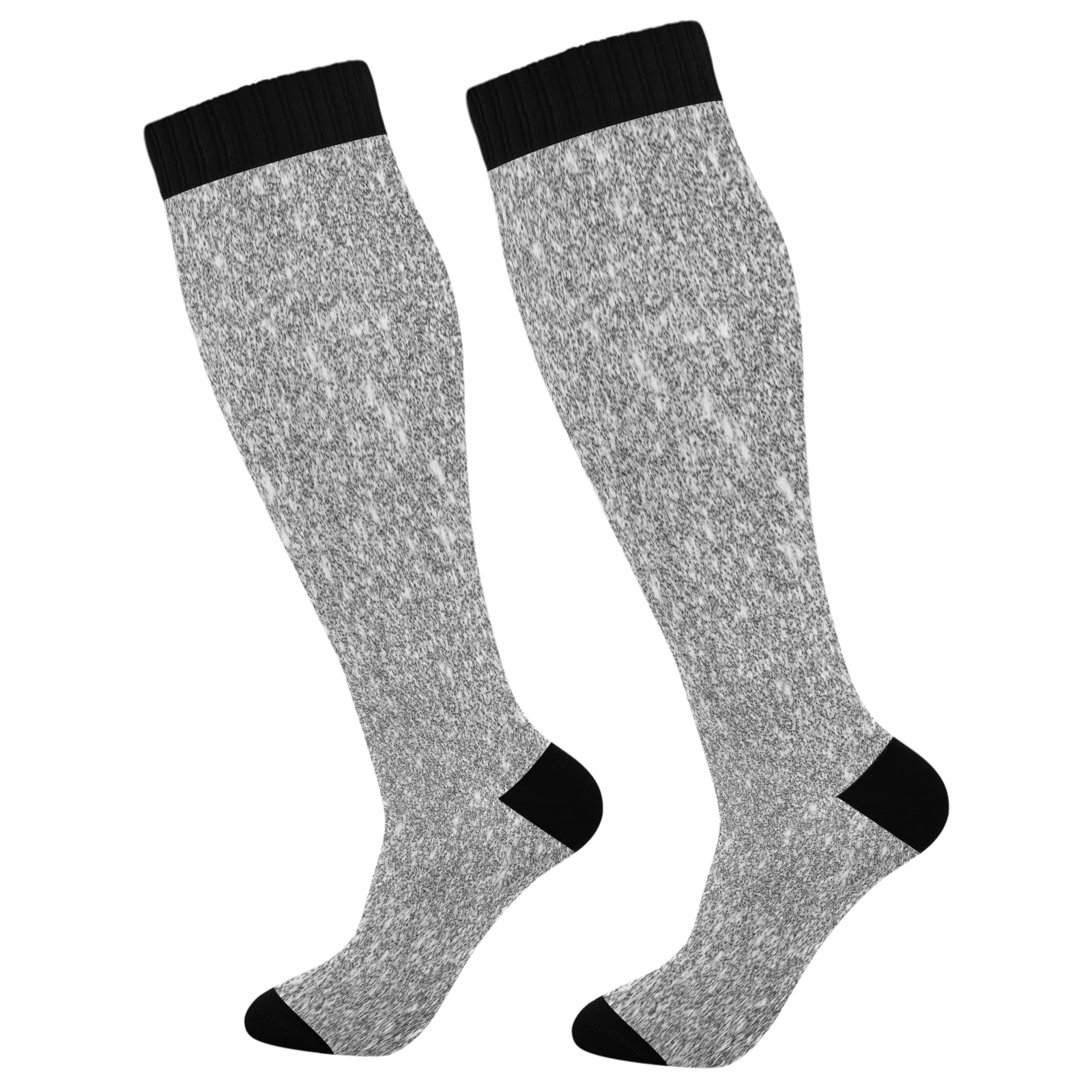 KLL Christmas Compression Socks for Men and Women Golden Glitter In Shiny Red Knee High Socks