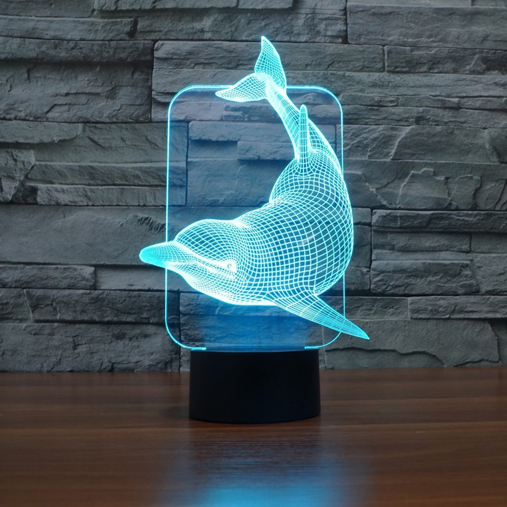 Luce Notturna 3D Delfino: L'Illusione Ottica Che Illumina La Stanza! Lampada LED Con 16 Colori, Regalo Perfetto Per Bambini E Adulti