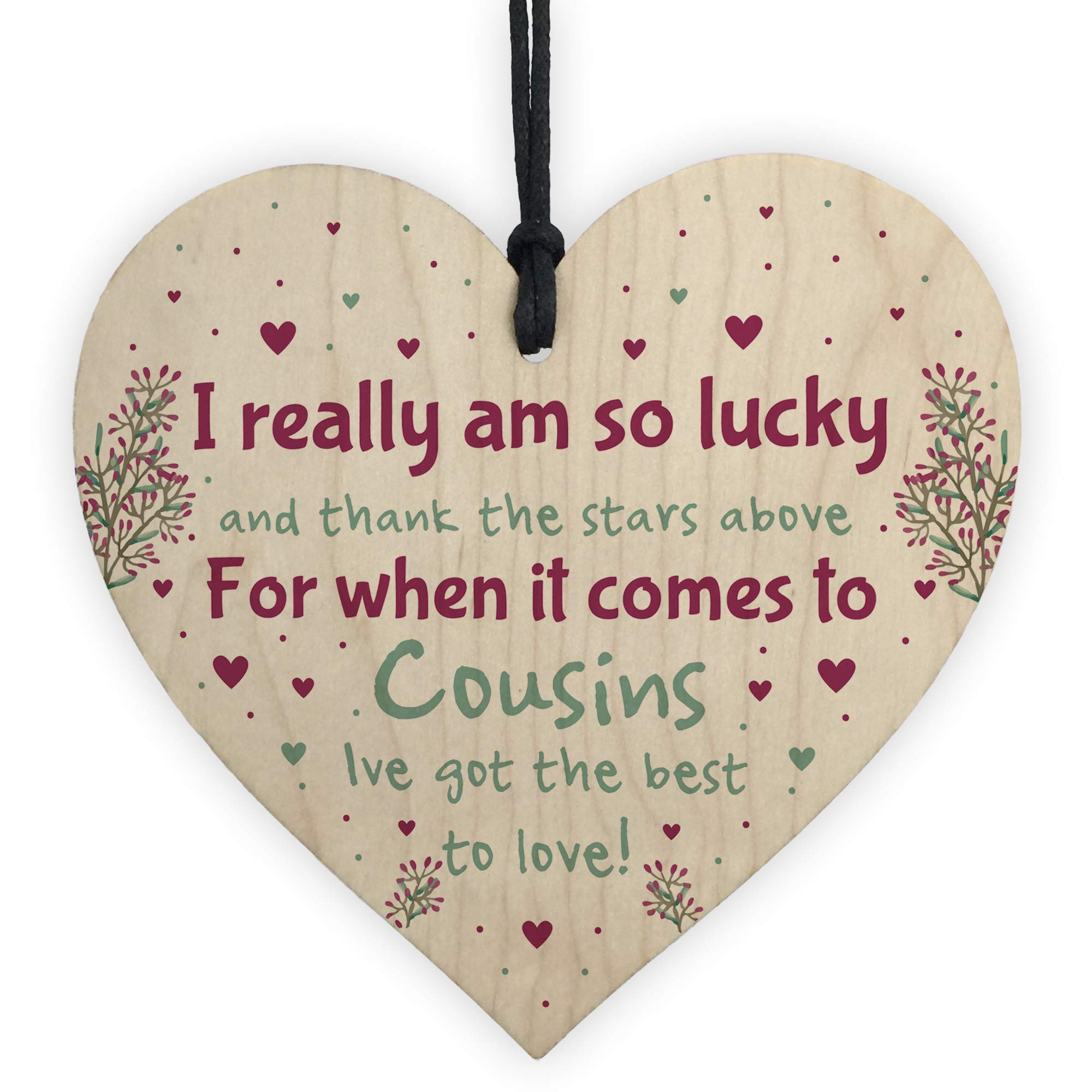 RED OCEAN Thank You Gift For Cousin Birthday Xmas Gift Wooden Heart Gift For Girls Boys Family