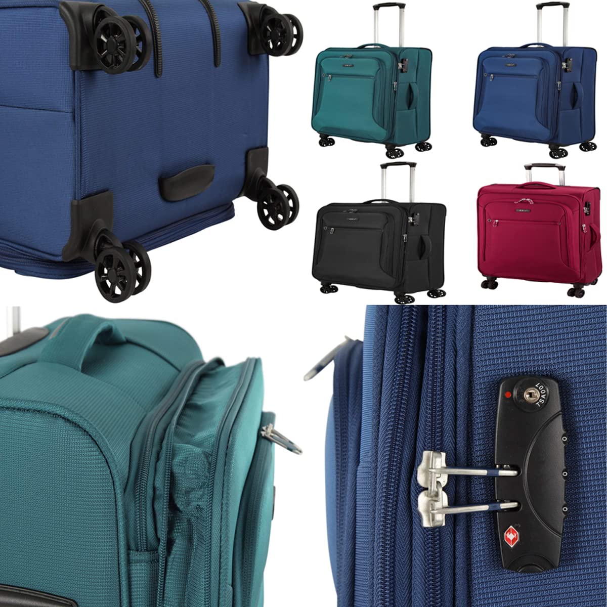 Koffer 68 cm mittlerer Weicher Rollen Stoff Trolley Petrol 85 Liter