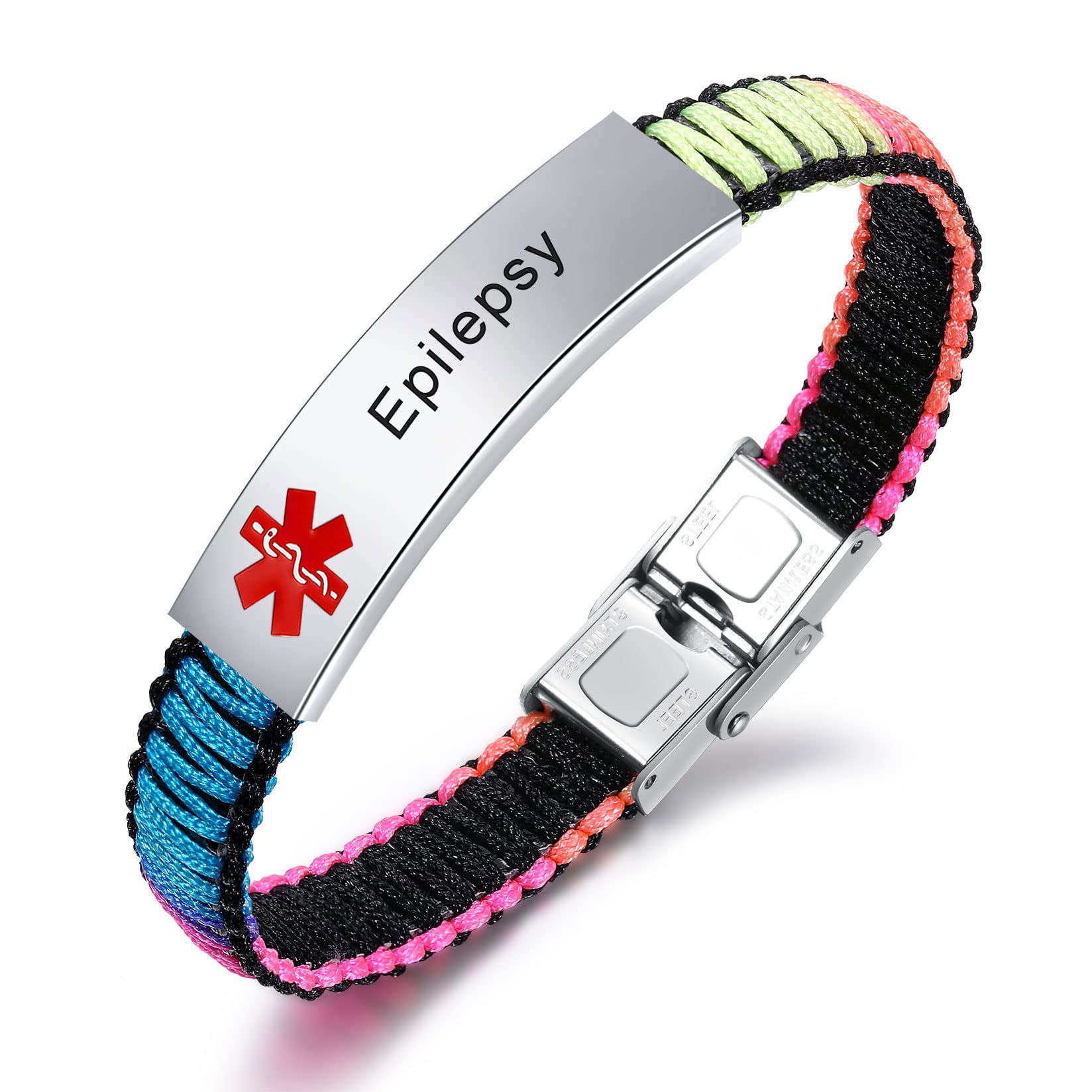 Alert Bracelet for Women T1D T2D Diabetes Epilepsy  Medical Alert ID Emergency Bracelet for Girls Boys Handmade Nylon Rope