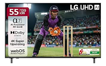 LG 139 cm (55 inches) UA82 AI Series 4K Ultra HD (3840 x 2160) Smart webOS LED TV 55UA82006LA