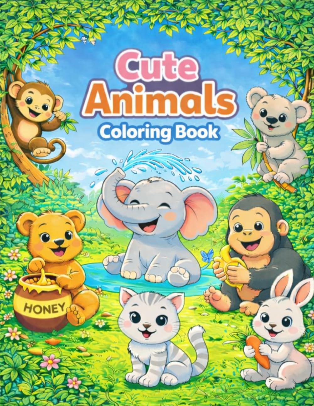 Cute Animals Coloring Book: For Kids Ages 4-8
