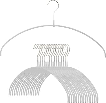 Mawa Narrow Petite Clothing Hangers, Steel Hanger with Non-Slip Coating, for Shirts, Dresses, Camisoles, T-Shirts, Space-Saving, 360-degree Rotatable Hook, 20 Count (Pack of 1)