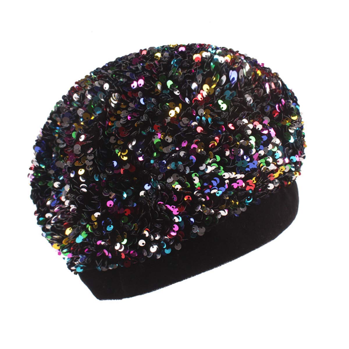 Xuexian Women's Multicoloured Glitter Sequins Beanie Brimless Hat Skull Caps For (Multicoloured)