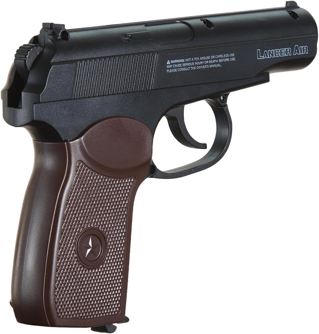 Lancer Tactical Air Pistol Saber XMK CO2 Airgun Makarych Pistol - 390 FPS w/High Pressure 12 Gram & Bag of Metal BB- Pack of 5
