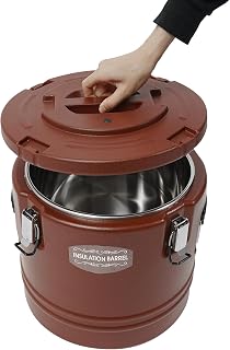 20 Quart Insulated Soup Container Commercial Food Warmer Container for Hot & Cold Food, Stainless Steel Insulated Ice Bucket with Lid (20Qt Brown)