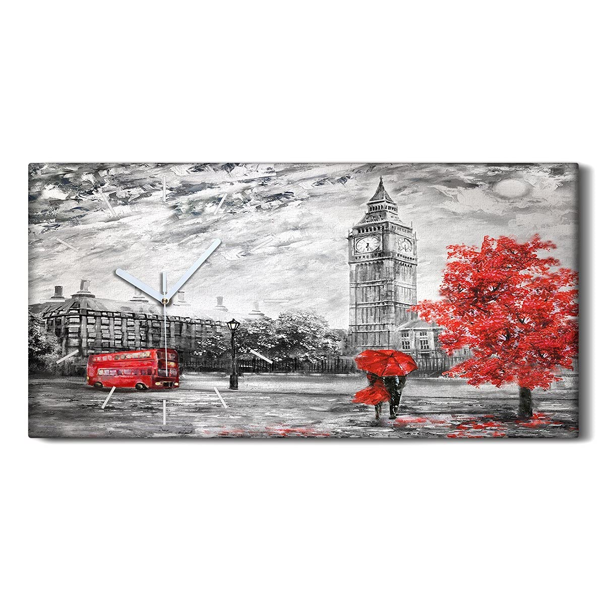 Horloge sur Toile Silencieuse sans Tic-Tac avec Aiguilles Blanches