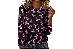 Breast Cancer Awareness Shirts Breast Cancer Support Squad Long Sleeve Shirts for Women