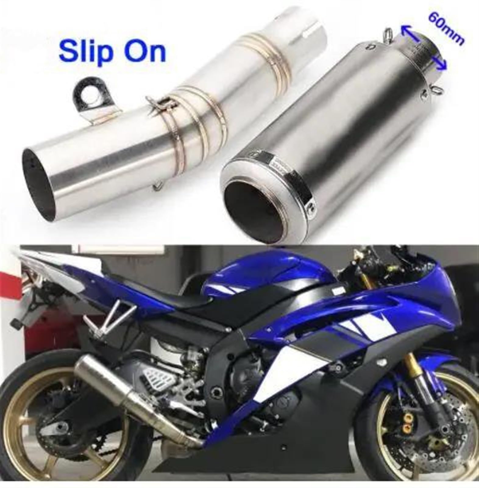 Scarico Slip-On per Yamaha R6 YZF-6R 2006-2023 Ammortizzante (Tipo 2)