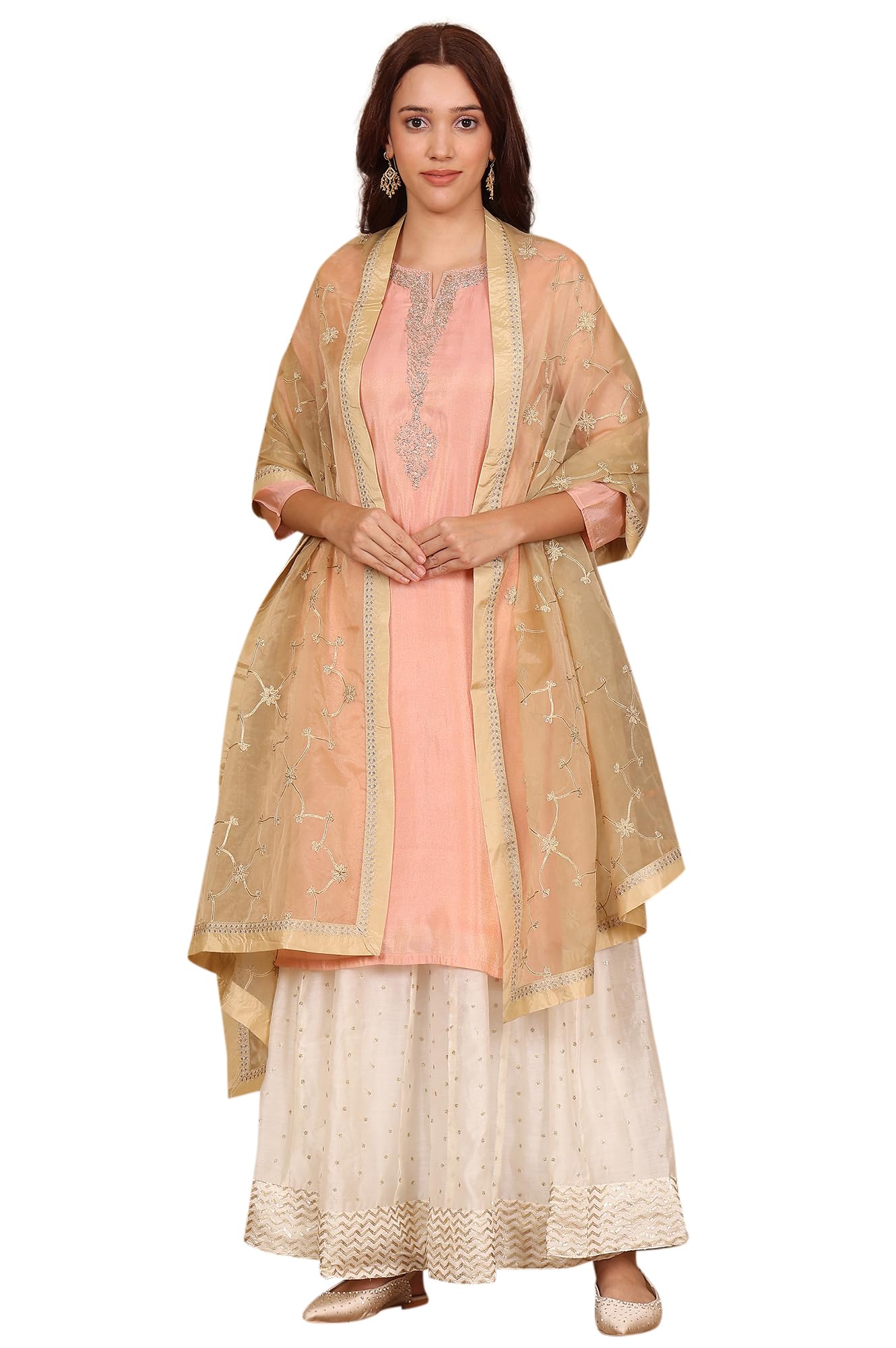 w for woman Gold Gota Embroidered Organza Dupatta-picture-24