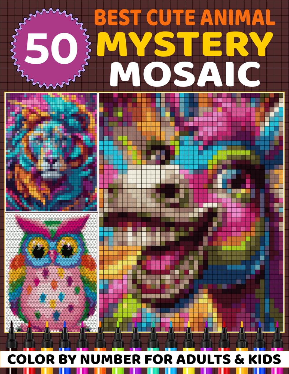 50 Mystery Mosaic Color by Number: Reveal Hidden Masterpieces with 2 Unique Shapes & a Master Color Palette for Adults and Kids