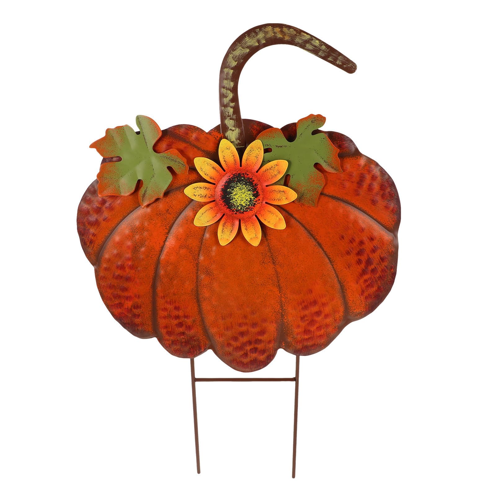 Panneau citrouille en fer jaune de jardin décoration extérieure Thanksgiving pour cour et pelouse