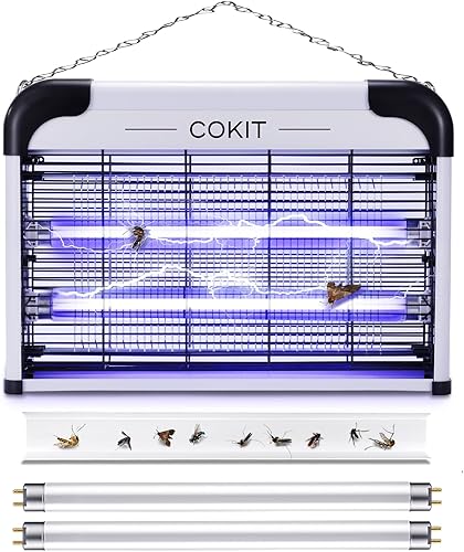 COKIT Exterminador eléctrico de insectos para interiores, potente mata insectos de 20 W para el hogar, restaurantes, cocina y jardín, incluye 2