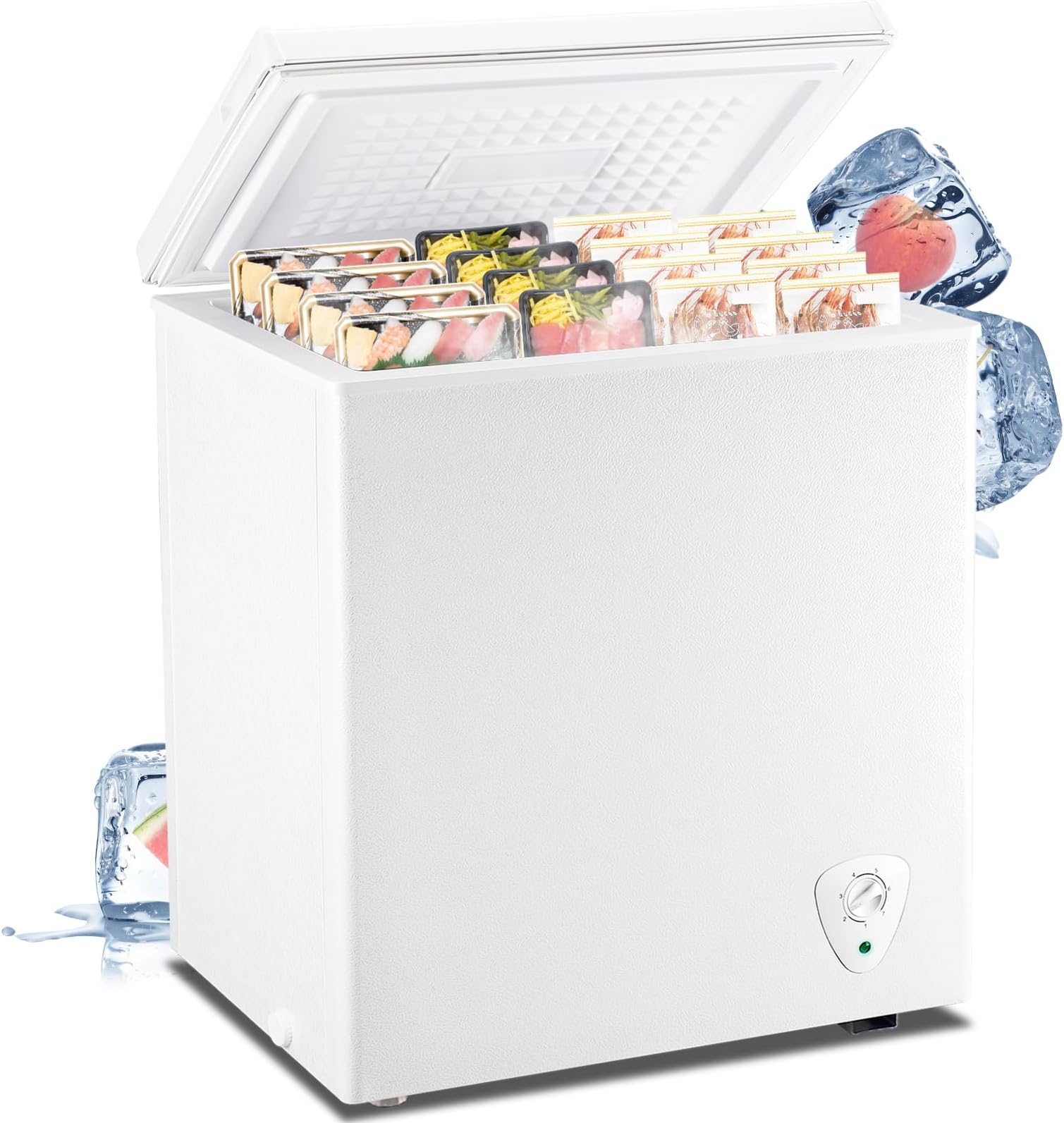 Deep Freezer 4.5 Cu Ft Chest Freezer With Adjustable Thermostat And Removable Storage Basket Small Freezer For Home Kitchen Office Bar Wanai White
